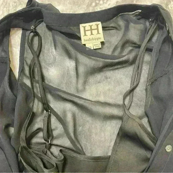 Haute Hippie Silk Sheer Maxi Dress Size XS Black Party Cocktail Elegant - Picture 15 of 15